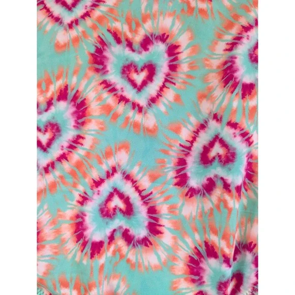 NWT Hatley Swim Rainbow Tie Dye Glow Hearts 1 Piece Swimsuit Ruffle Trim Girls 8 - Picture 2 of 7